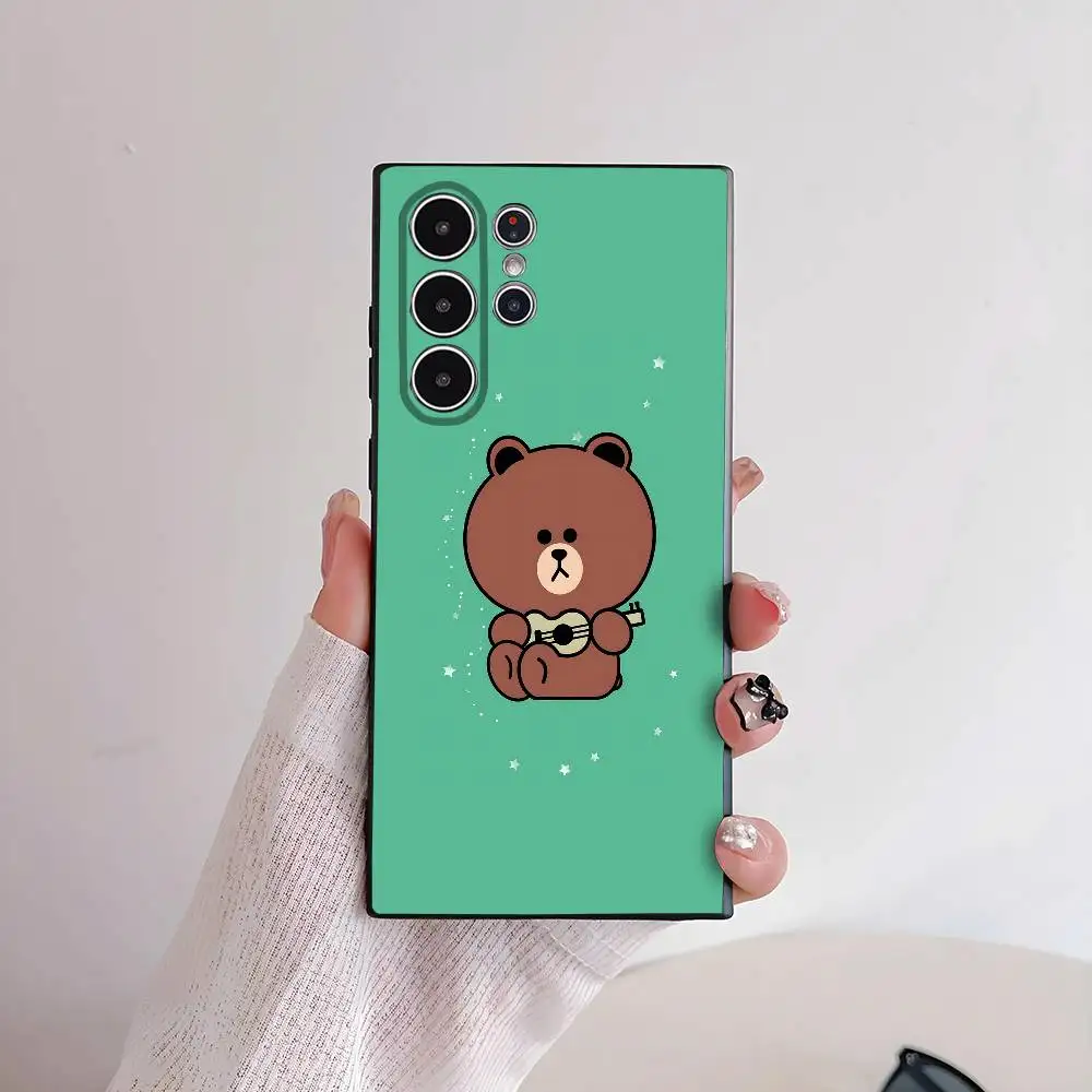 Фото Милый чехол для телефона L-LINE FRIENDS с коричневым медведем и кони, приятный для кожи мягкий чехол из ТПУ, совместимый с Samsung S21/S22/S23/S24/S25 FE/Pl №3