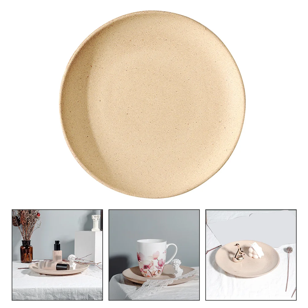 

Tray Dish Wooden Plate Serving Wood Storage Organizerearrings Round Snack Trinket Holder Jewelry Display Ring Board Key Tea