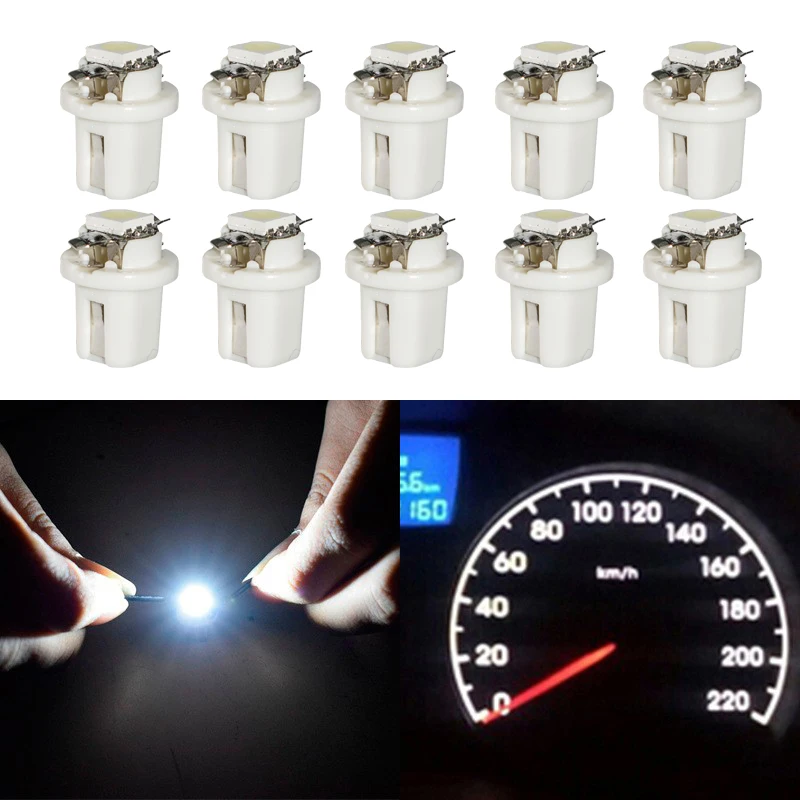 

10 шт., лампы T5 B8.5d для приборной панели автомобиля, 12 В