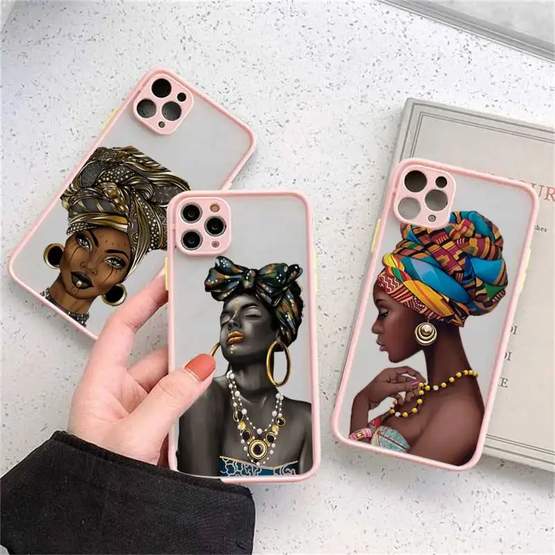 

Cartoon South Africa Woman girl Phone Case matte transparent For iphone 14 11 12 13 plus mini x xs xr pro max cover