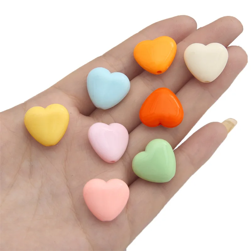 20Pcs 17x19mm Love Heart Shape Acrylic Beads Smooth Beads Handmade Necklace Bracelet For Jewelry Making Supplies DIY Accessories