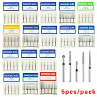 5pcsbox dental diamond burs teeth stainless steel material polishing drill high speed handpiece for dia 1 6mm high quality