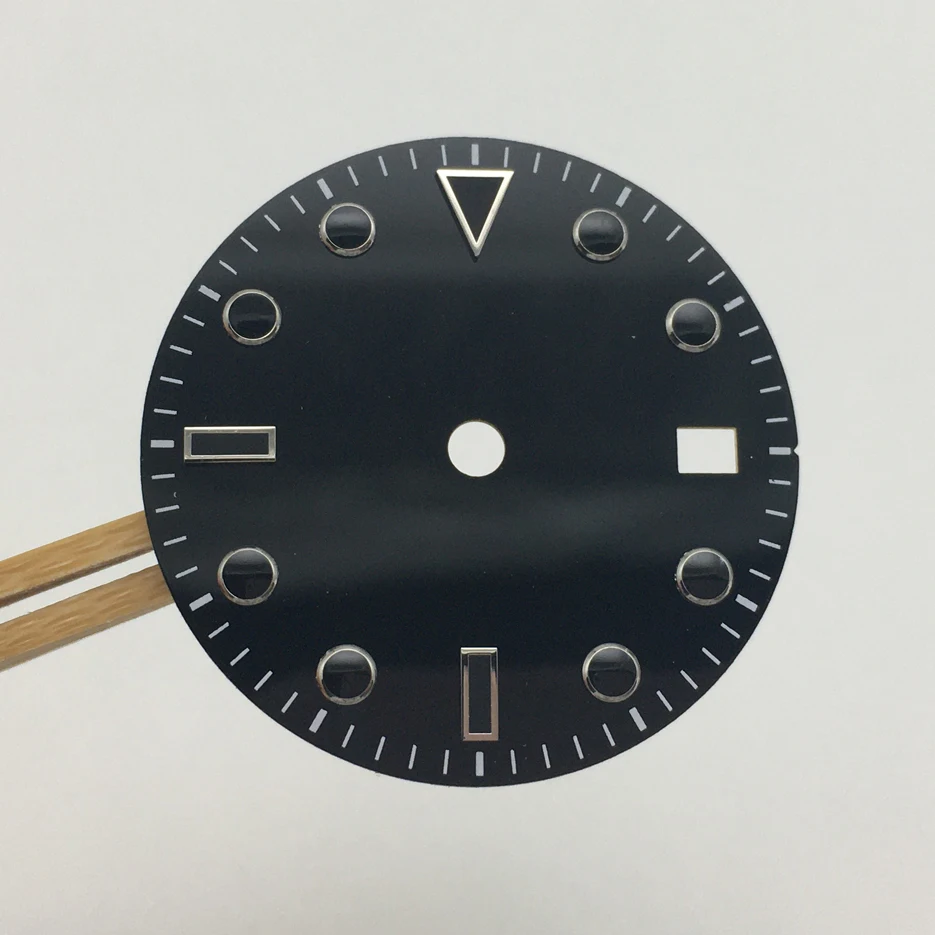 Modified 29MM Black Dial Replacement Precision Blue Luminous Lettering Dial Fit For 8200 8215 Movement 2836aa