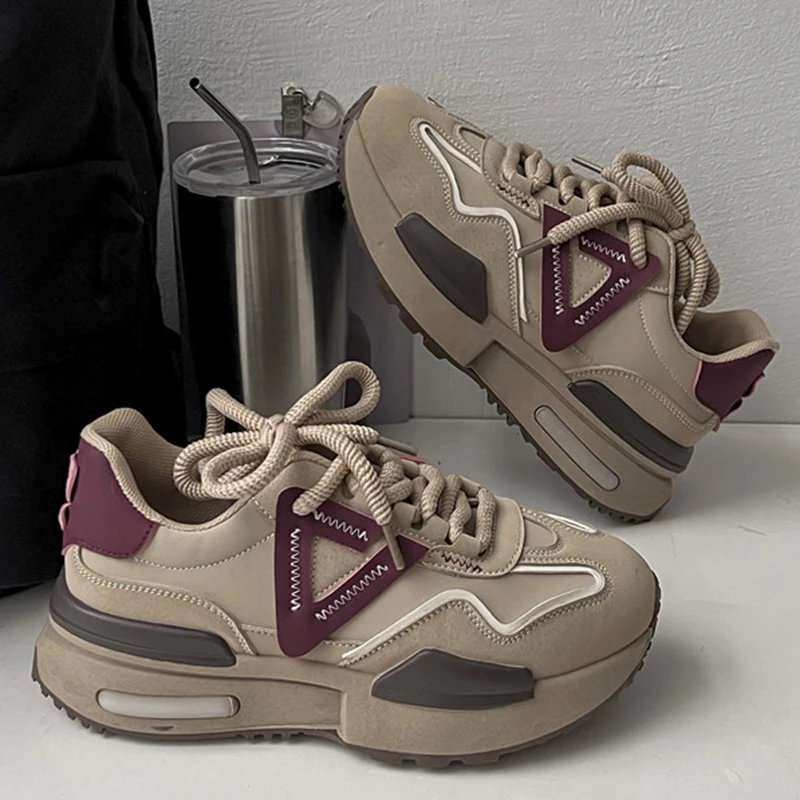 Женские кроссовки на платформе Повседневная Уличная обувь шнуровке удобная