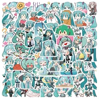 new 65 chibi version hatsune miku stickers cartoon anime miku two dimensional hand account computer waterproof stickers