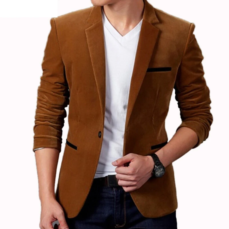 

Men Woon Blends Jacket Plus Size Smart Casual Coat Men High Quality Slim Fit Corduroy Jacket Spring Autumn Men Blended Jacket