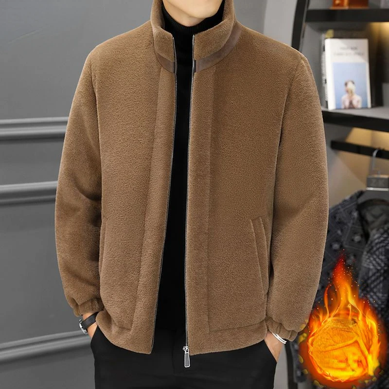 

Осень-зима 2023, мужское пальто из искусственного меха, Корейская Модная приталенная одежда, пушистое теплое пальто, повседневный мужской топ, куртка свободного покроя, E12