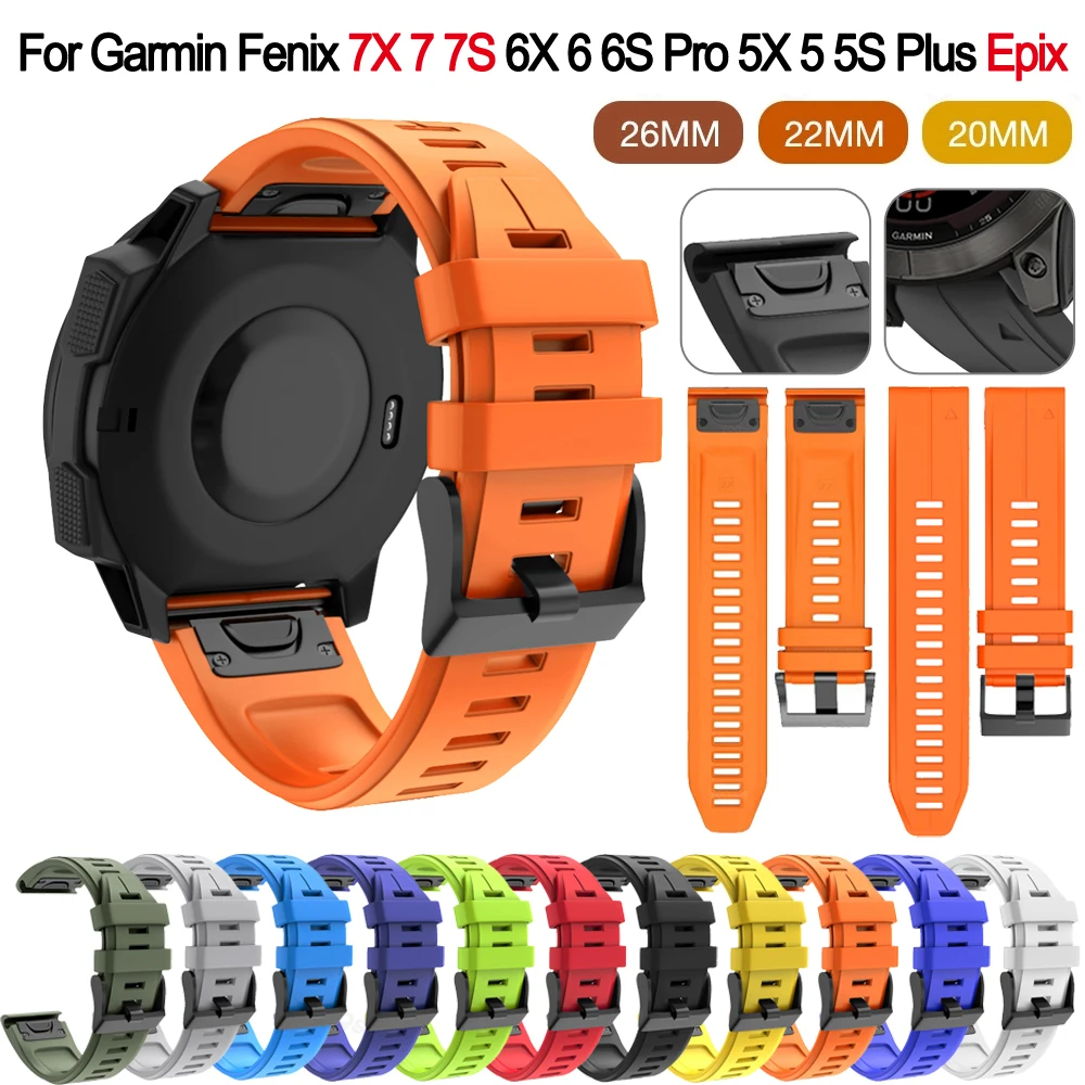 

26/22/20mm QuickFit Silicone Watchband For Garmin Fenix 7 7X 7S 6S 6X 6 Pro 5S 5X 5 Plus 3 3HR 935 945 Epix Gen 2 Strap Bracelet