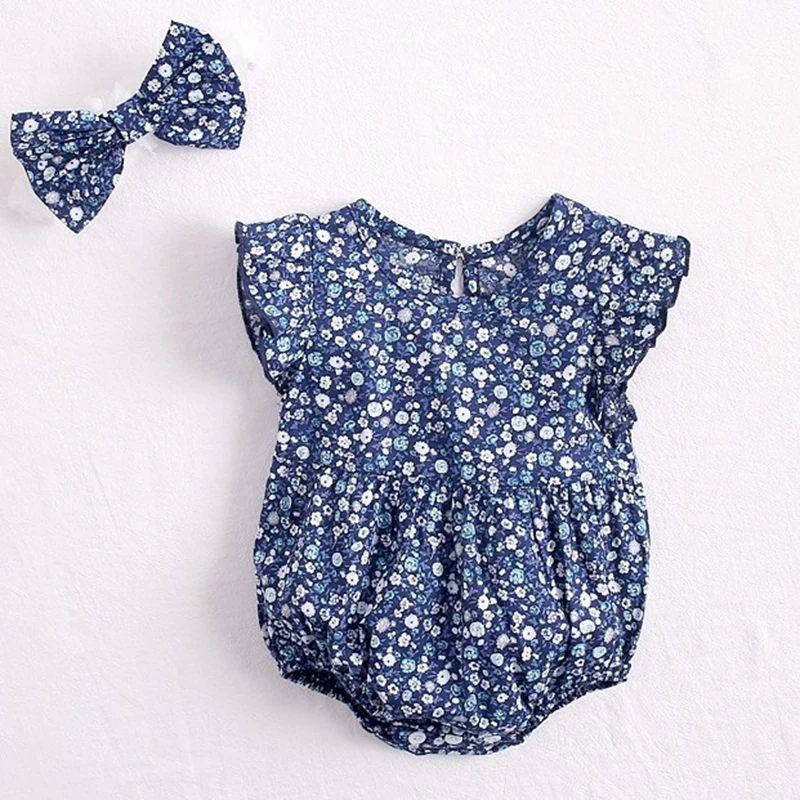 

Newborn Baby Girls Clothes Floral Jumpsuit Romper Playsuit + Headband Outfits