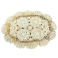 1x oval placemat table place mat hand crochet cotton lace doilies floral tableware cup pads christmas decor kitchen accessories