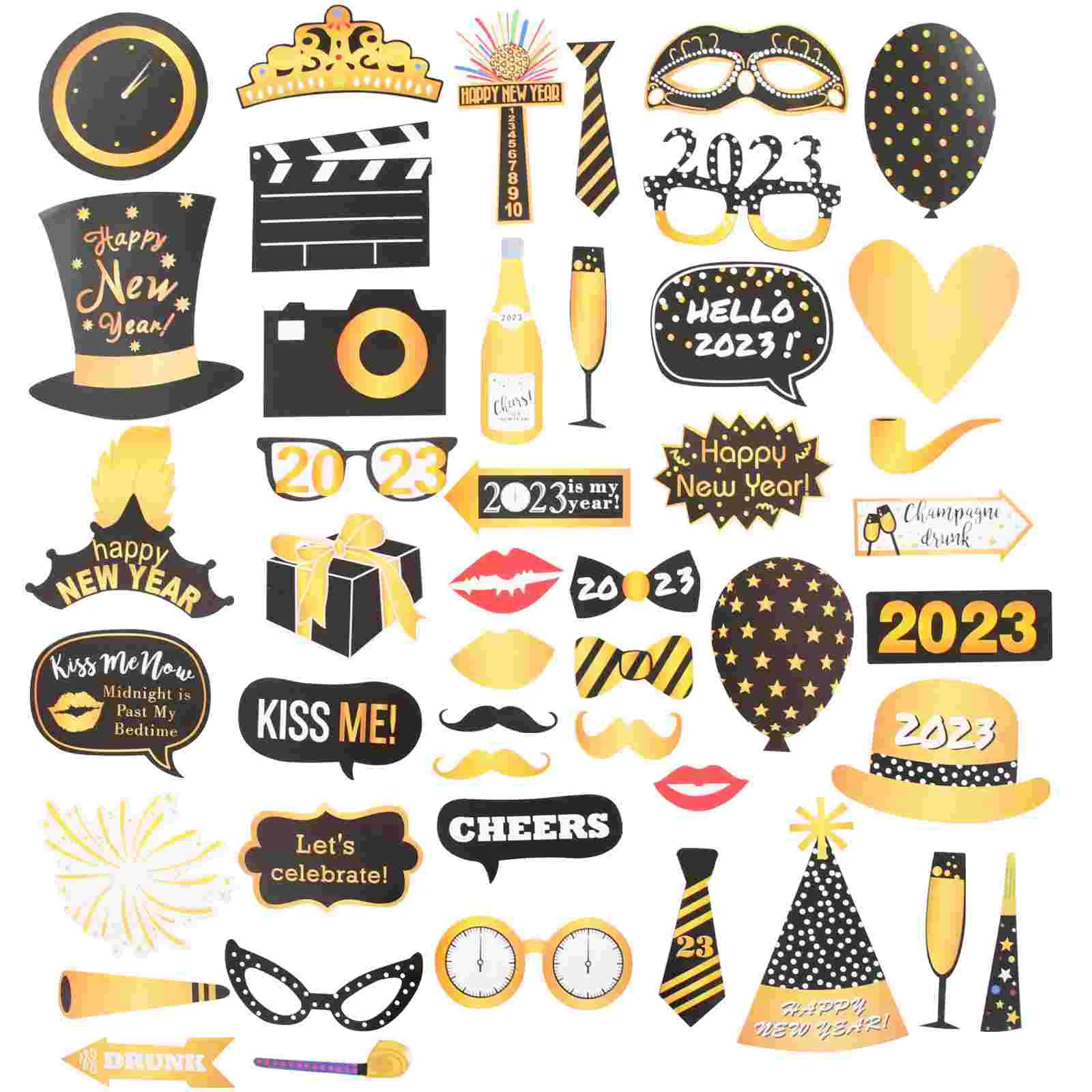 

New Photo Props Year Years Booth Party Eve Decorations Prop Decor Supplies Happy Nye Handheld Glasses Paper Christmas Decors