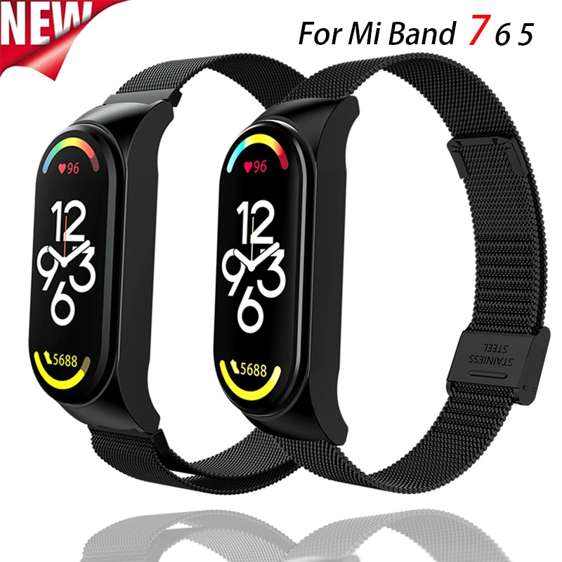 

For Xiaomi Mi Band 7 Strap Smart Band Accessories For Xiaomi band 5 6 7 Metal Watch Band Stainless Steel Magnetic loop Bracelets