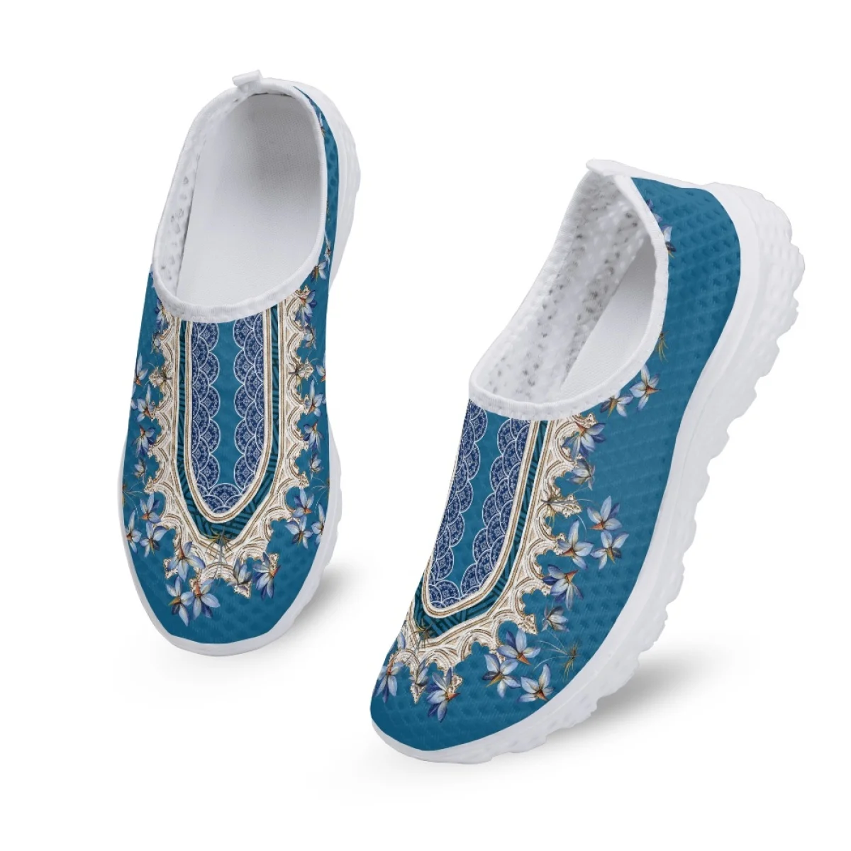 Nopersonality Floral Sneakers Women's Ethnic Style Designs Mesh Running Shoes Beautiful Breathable Shoes High Street Outdoor