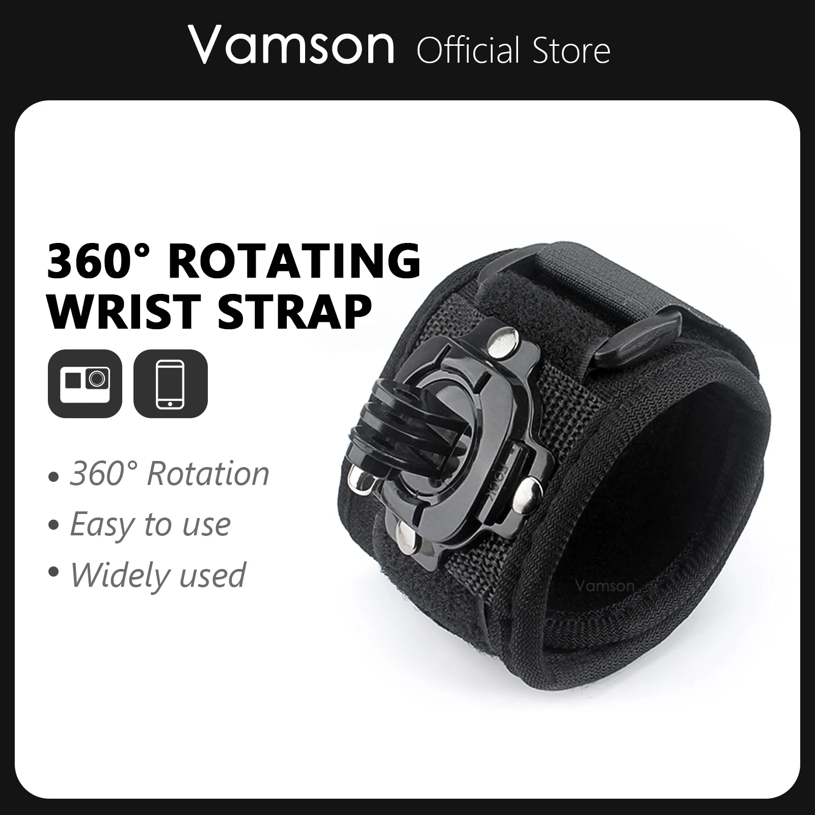 Vamson Wrist Strap with Mobile Phone Clip Fix Mount for iPhone 13 12 Xiaomi Samsung Huawei for Gopro Hero 11 10 9 8 7 Camera