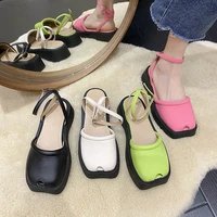square toe platform outdoor slippers women 2022 new soft sole summer beach ladies casual slingback sandals shoes open toe