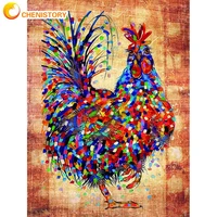 chenistory diamond embroidery colored rooster rhinestone picture diamond painting full square animal drill mosaic diamond
