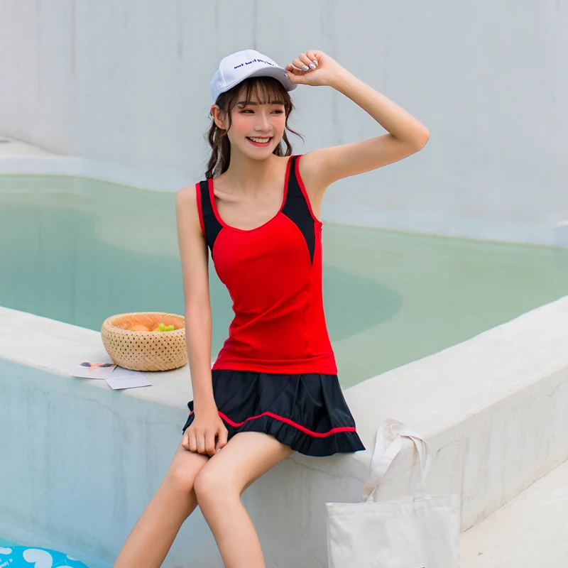 

Женский купальный костюм из двух предметов с u-образным вырезом и юбкой, пляжная одежда с открытыми плечами, купальный костюм, монокини