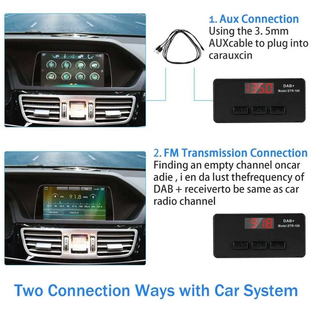 

DAB + Car Radio Receiver AUX FM Transmitter Adapter + Antenna Radio Car Radio Stereo Multimedia Autoradio Player