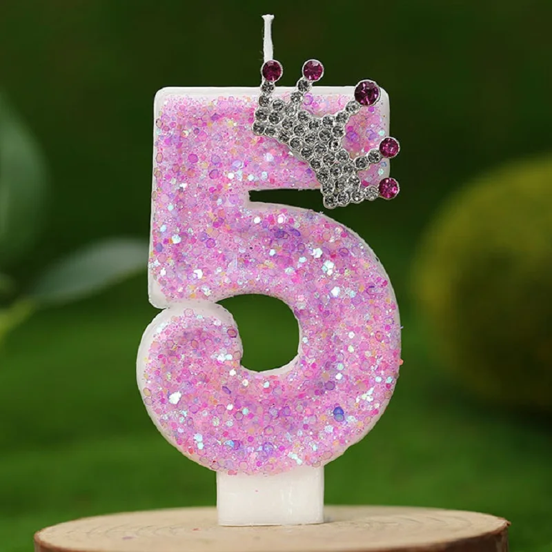 Мини-свеча с розовым номером товары для вечеринок девочек на день рождения