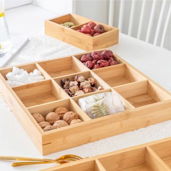 Креативная коробка для сухофруктов из бамбукового дерева 9-сетка контейнер