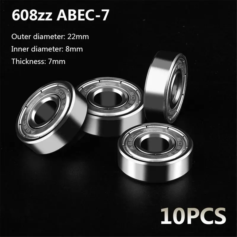 

10pcs 608ZZ 608-2Z ABEC-7 Deep Groove Ball Bearing Skate Stroller Miniature Bearings 8x22x7mm Shaft Skateboard Wheel Tool