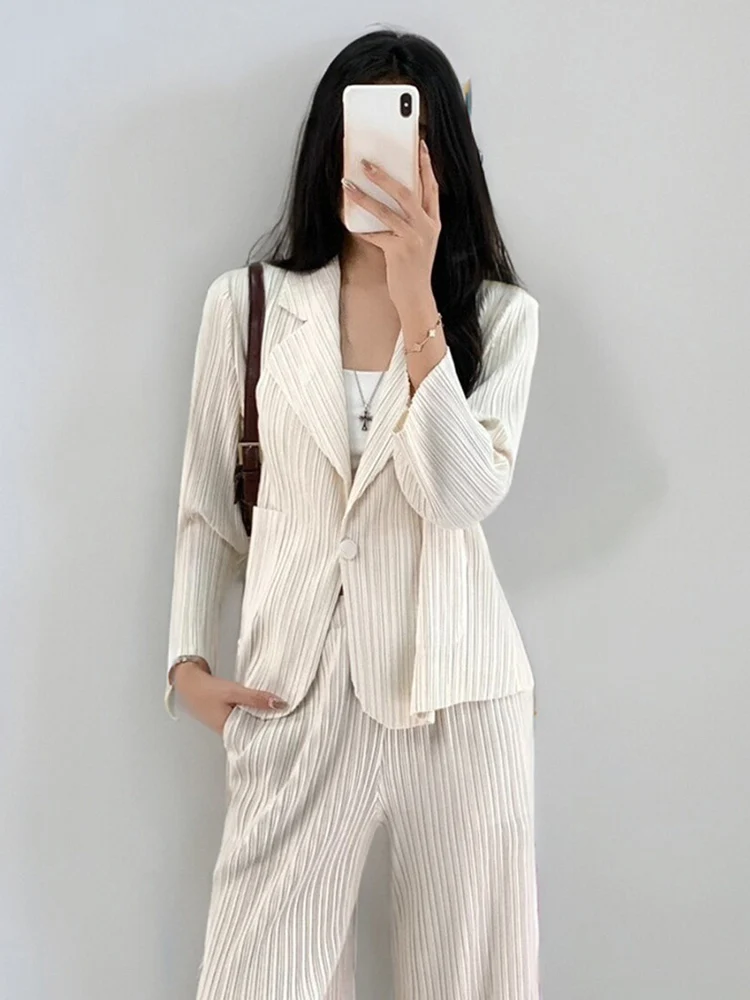 LANMREM комплект из 2 предметов плиссированные комплекты женские пиджаки с длинными