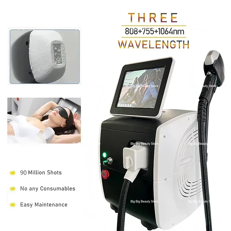 Тройная длина волны 808 Нм Омоложение кожи Ice Platinum Depilacion 3 755 1064 нм Диодный лазерный