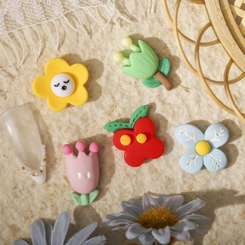 

Новинка, аксессуары для дизайна ногтей, Подсолнухи, маленький красный цветок, тюльпан для украшения ногтей, красивые Полимерные Подвески «с...