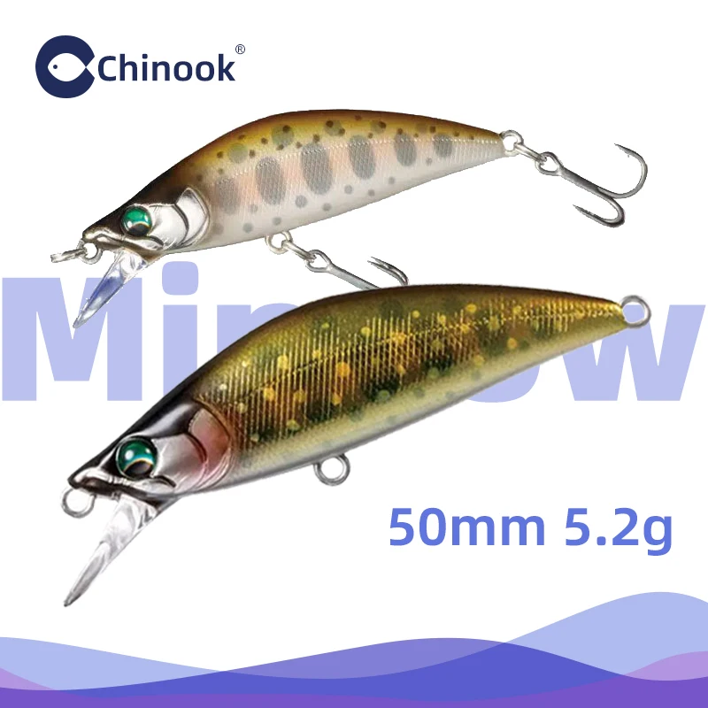 Тонущая рыболовная приманка Chinook MinnowBait, 50 мм, 5,2 г, приманки для рыбной ловли, плавающая приманка, рэп щука, окунь, lurebait
