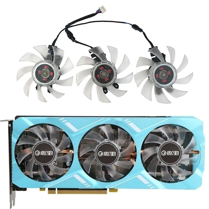 

NEW 3PCS 75MM 4PIN RTX 2060 2060 Super GPU Fan，For GALAXY GeForce RTX 2060 2060 Super、GTX 1660 TI Graphics card cooling fan