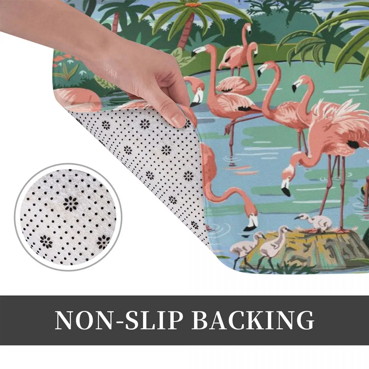 Коврик для ванной в винтажном стиле с изображением фламинго и лагуны