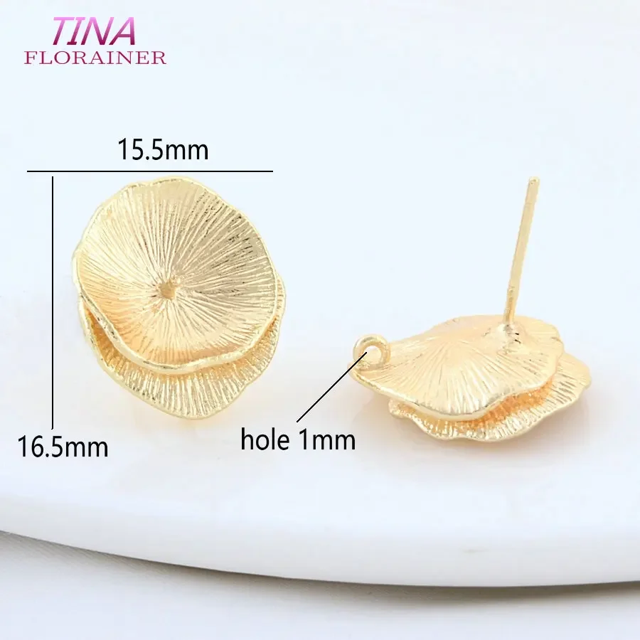 15 5*16 5 мм 18 К позолоченная латунь круглой формы серьги-гвоздики шпильки высокого