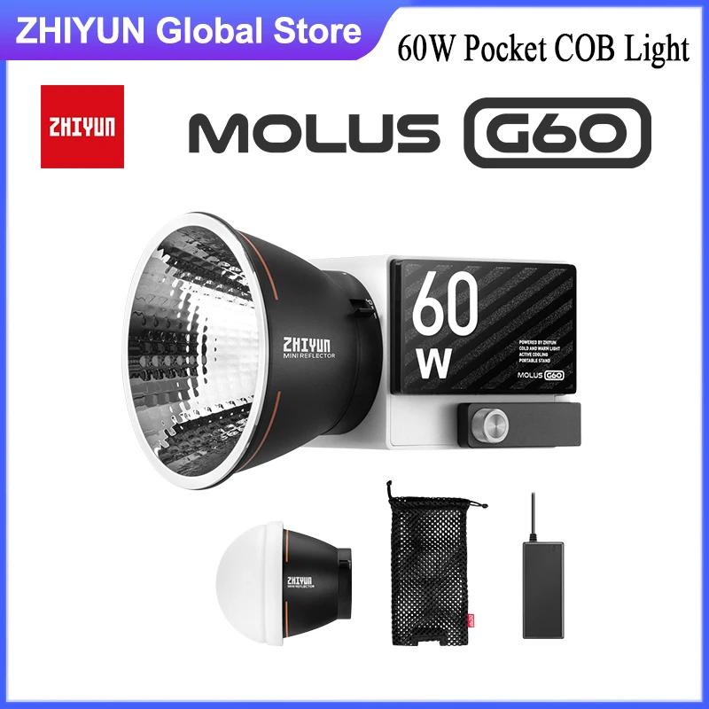 

ZHIYUN MOLUS G60 Pocket COB LED Light Photography Lighting 60W Light Outdoor Video Shooting for TikTok/Youtube