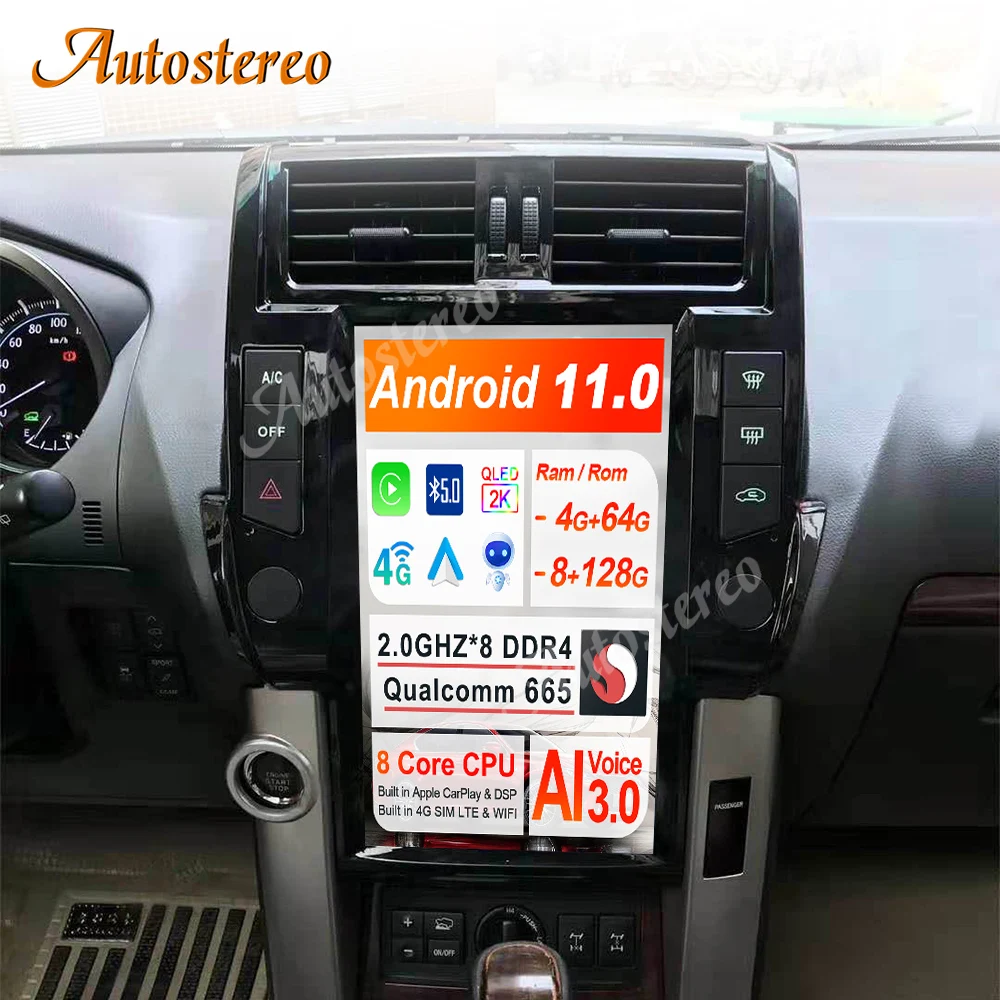 

Android 11 для TOYOTA Land Cruiser Prado 150 2010-2013 Tesla Style автомобильный мультимедийный плеер GPS Радио Стерео большой экран головного устройства