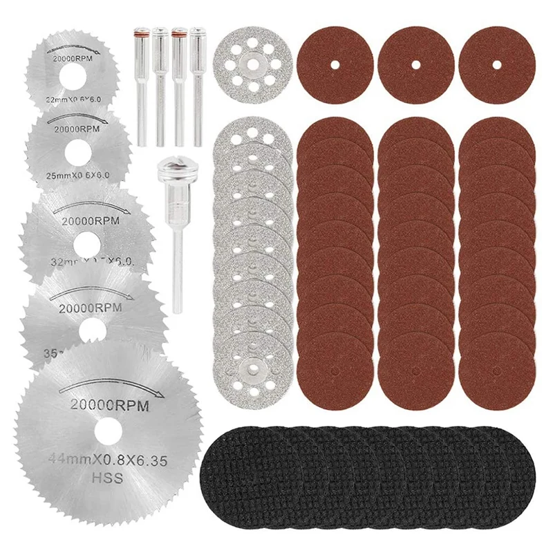 

AT14 60Pcs Cutting Wheel Set For Rotary Tool - Diamond Cutting Wheel, HSS Saw Blades, Resin Cutting Disc With Mandrels