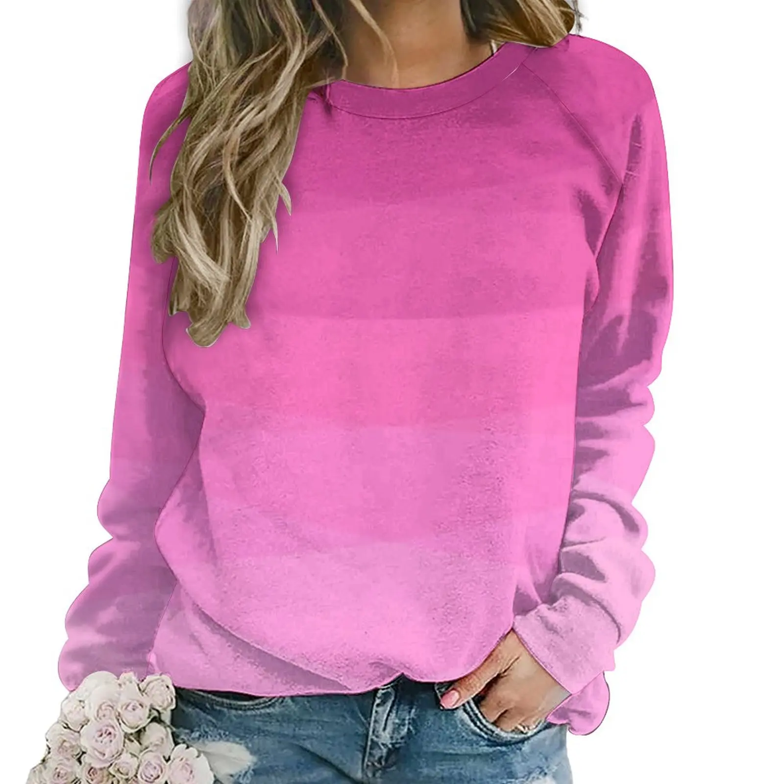 

Pink Ombre Print Hoodies Lady Long Sleeve Gradient Purple Trendy Casual Hoodie New Arrival Hip Hop Oversized Custom Sweatshirts