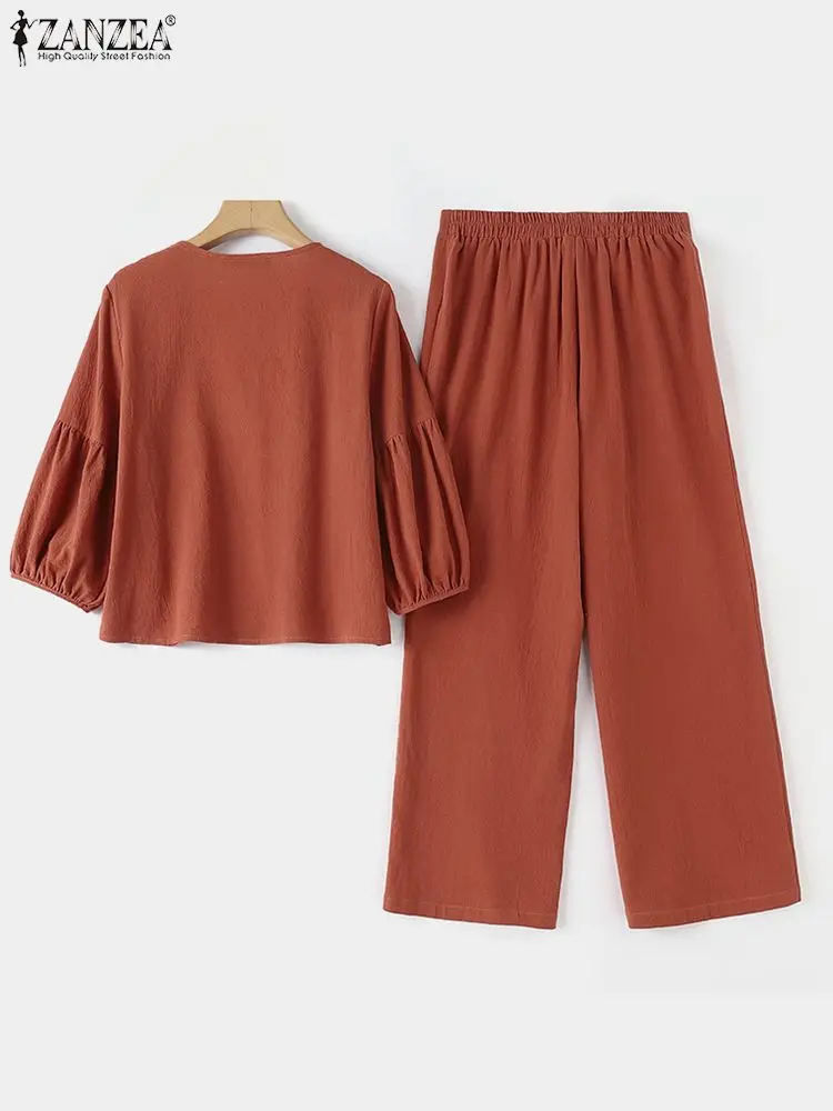 Костюм ZANZEA женский летний из 2 предметов Элегантная блузка с рукавом 3/4 модные