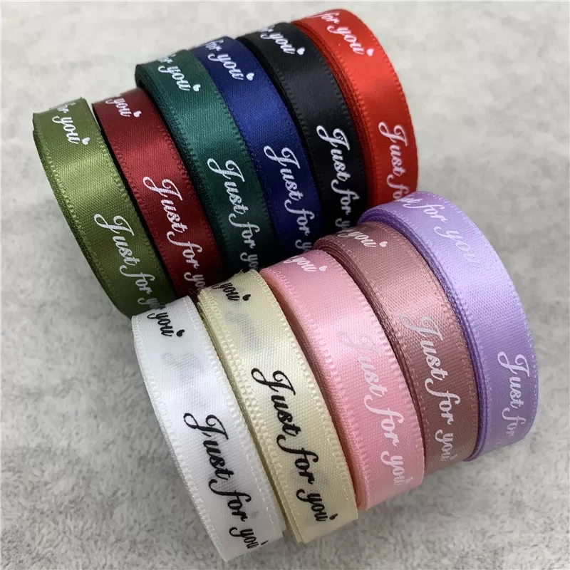 

5Yards 10mm Romantic Gift Packaging Belt Printed "Just For You" Design Ribbon Tapes For Wedding Christmas Decoration