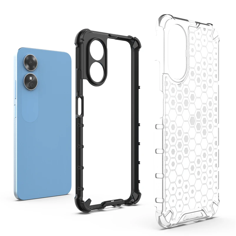 Shockproof Case for OPPO A17 Cover OPPO A17 Capas Shockproof Phone Back Transparent Clear Honeycomb Clear Cover OPPO A17 Fundas