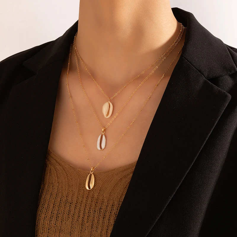 Женское богемное ожерелье с подвеской в виде ракушки Tocona летнее многослойное