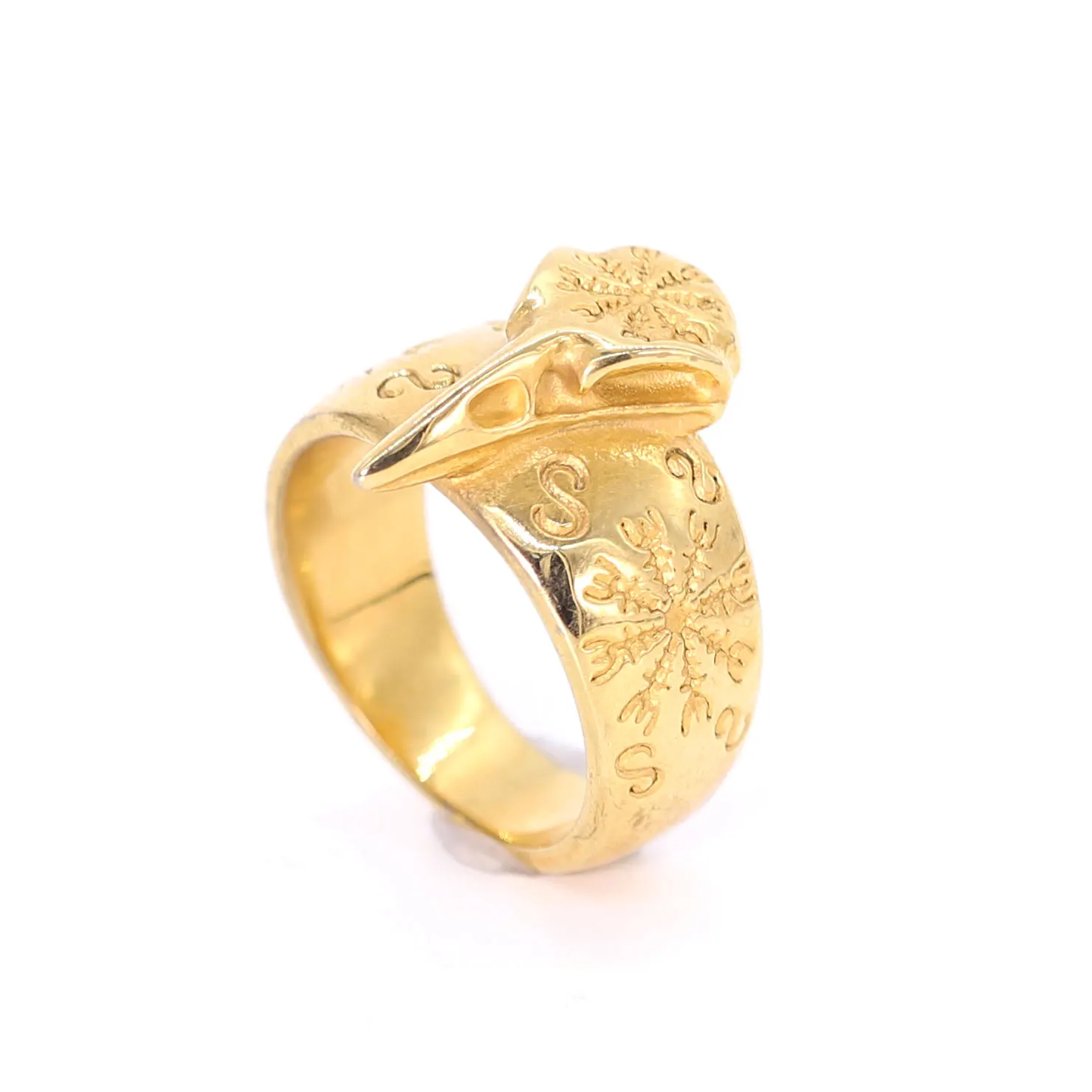 

Bird Stainless Steel Electroplating 18K Gold Ring Snowflake Carving Men's Women's Rings