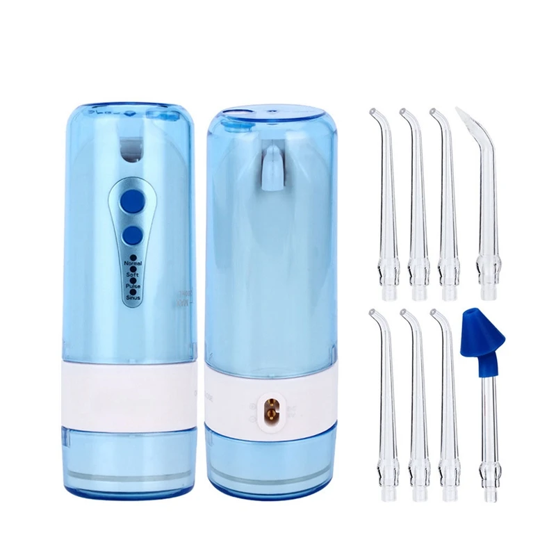 

Azdent Hot Cordless Water Flosser Portable Oral Irrigator Tooth Pick Water Jet Irrigation Usb Rechargeable 8 Tips 200Ml