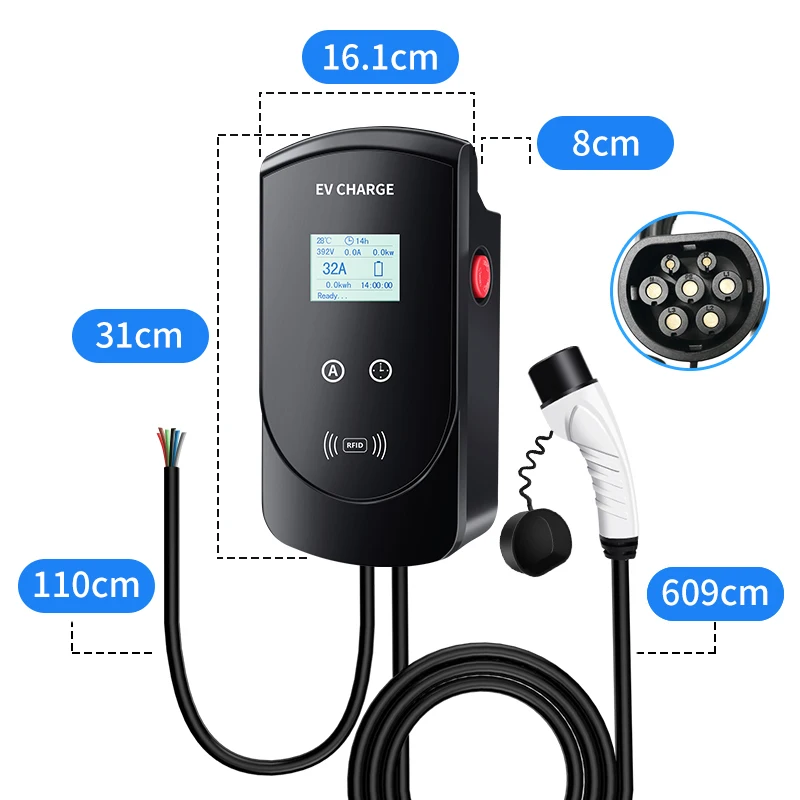 16a 32a 1 3 phase 80v 7kw 11kw 22kw with ev car type2 type1 charger for volkswagen vw id3 id4 id5 2006 2010 2022 charging cable free global shipping