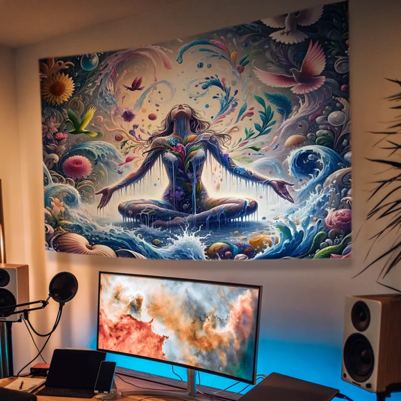 Искусственный Водопад Гобелен Настенный Декоративная Полиэфирная Ткань Для