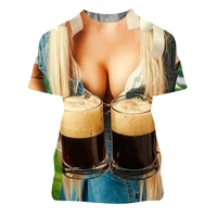 summer mens ladies 3d beer print t shirt fashion sexy round neck short sleeves
