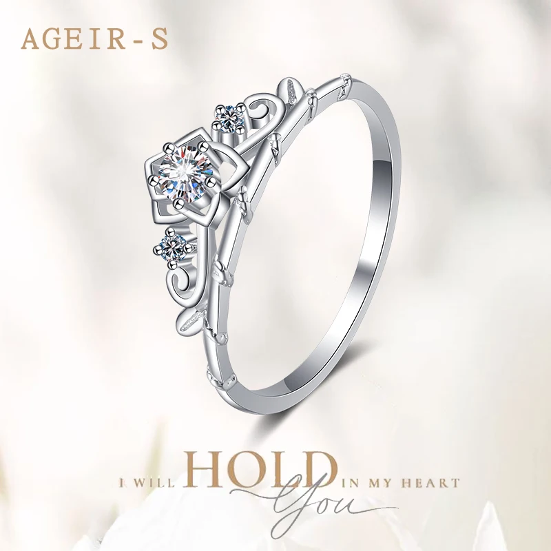 

AGEIR-S GRA Certified 13Ct Moissanite Ring VVS1 Lab Diamond Solitaire Ring for Women Engagement Promise Wedding Jewelry Z164