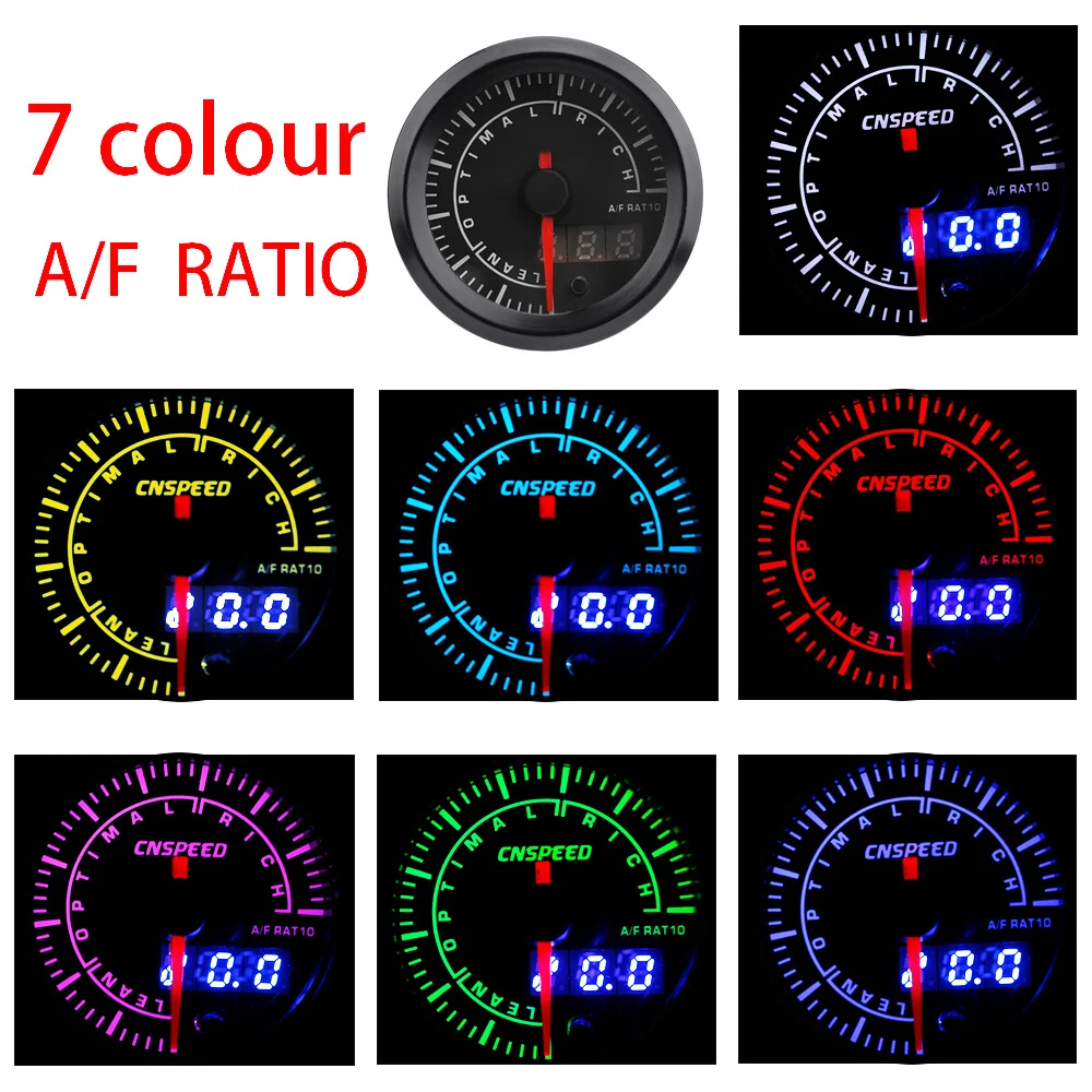 

2" 52mm 7 Colors LED Car Air Fuel Ratio Gauge Narrowband Air Fuel Ratio Meter With High Speed Motor