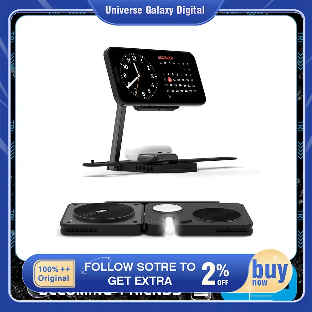 Складное беспроводное зарядное устройство 4-в-1 AULUMU M01 поддерживает магнитное