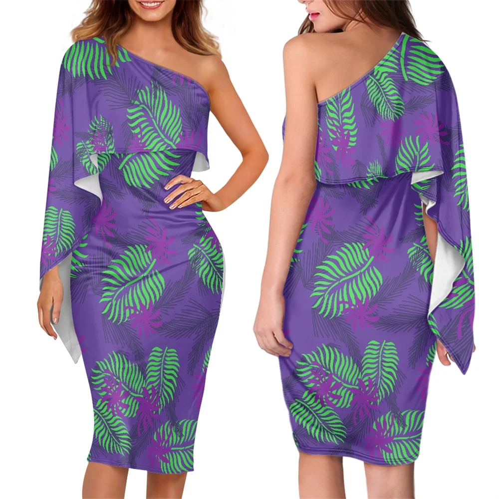 

Модные полинезийские племенные платья с принтом самоанского плеча, женские облегающие платья средней длины, индивидуальные Коктейльные Ве...