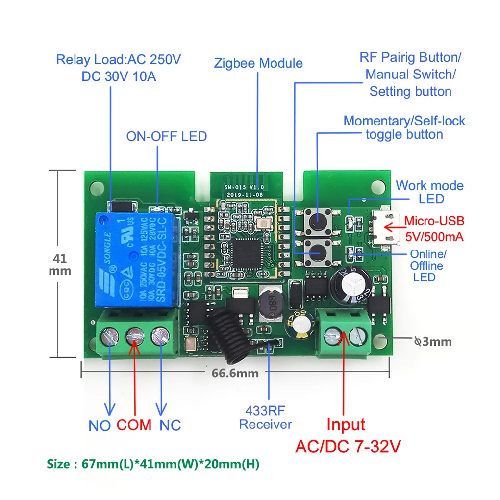 

Tuya Zigbee Electric Relay Remote Control Module Repairing Accessory